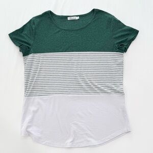 Stylish Green and White Striped Women's Tee